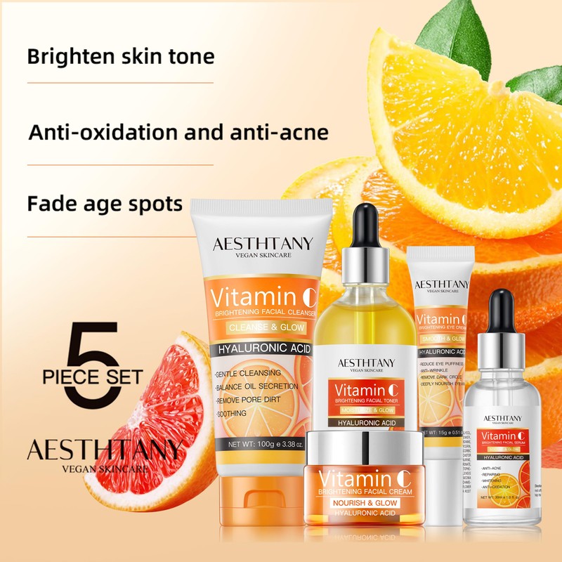 AESTHTANY Vitamin C Skin Care Set Moisturizing Hyaluronic Acid Skin