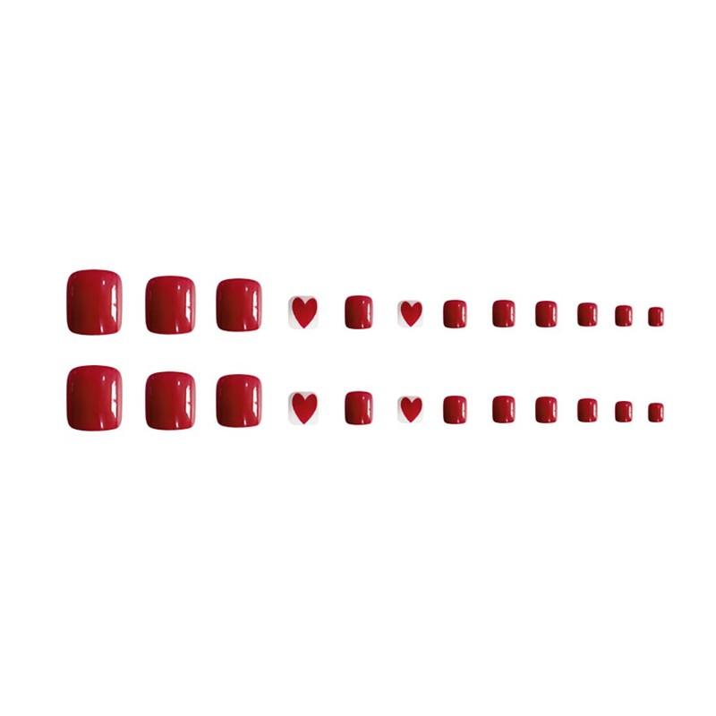 JUSTUSNX 24 Pcs Red Heart Shape Glitter Powder Press On