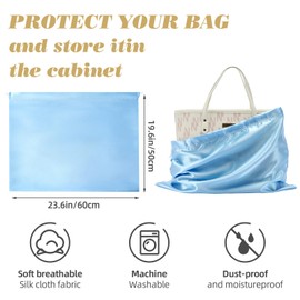 GDBEH - Paquete de 12 bolsas de polvo para bolsos, bolsa de almacenamiento de viaje, bolsa de tela de seda con cordón, bolsa de almacenamiento grande para bolso de mano, zapatos, botas, D-Baby blue,