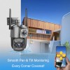 KERUI 4MP WiFi Camera Dual Lens Wireless PTZ Camera Outdoor