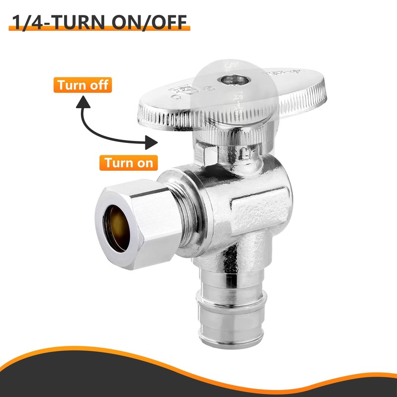 5-PCs HeSun Expansion Pex Angle Stop Valve, 1/2" Pex-a x