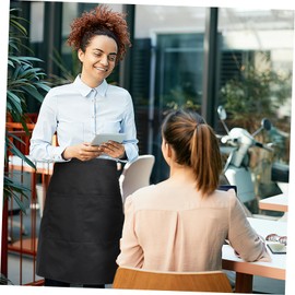 ROSENICE Bistro Apron Short Waiter's Apron with Pockets Unisex Waist Apron (Black), mainly black