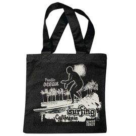 'Shoulder bag "Pacific Ocean Surfing Wave California Surfing Beach Surfboard Longboard Wellenreiten Beginners Shop Shopping Bag School Bags Gym Bag in Black