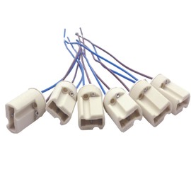 YODAVE Pack of 6 G9 lamp sockets, VDE socket, lamp holder, G9 socket ceramic with 150 mm Teflon wire for G9 halogen lamps, ceramic socket