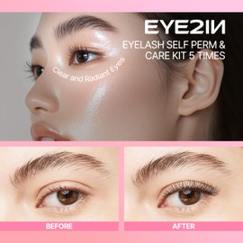 EYE2IN Eyelash Self Perm & Care Kit - 2-in-1 Lash Lift & Brow Lamination Kit, Semi Permanent Eyelash Perm for Long-Lasting Curl & Fuller Brows (5 Applications)