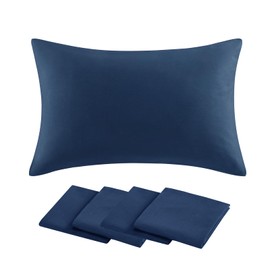 Aisbo Pillow Cases 4 Pack - Navy Blue Standard 50x75 cm Pillowcases Set of 4, Soft Microfiber Plain House wife Pillow Cover with Envelope Closure