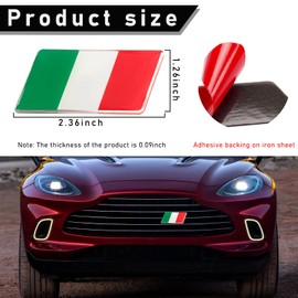 povtii 3D Italian Flag Emblem Badge, Car Front Grille Bumper Flag Sticker Decoration with L Shaped Mounting Bracket, Universal Car Accessories Compatible with European Vehicle