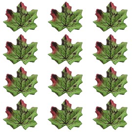Ewanda store 500Pcs Artificial Maple Leaves Autumn Fall Leaves Bulk Faux Maple Leaves Art for Craft, Wedding, Festival,Thanksgiving Party Decorations(Dark Green Red)