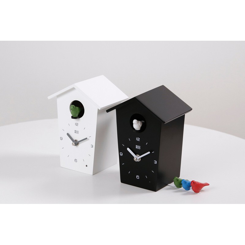 KOOKOO BirdHouse mini white, tiny modern cuckoo clock w. 12