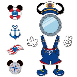 BOpusail 11Pcs Captain Boy Mouse Cruise Door Magnets Birthday Cruises Door Decor Summer Life Preserver Ring Refrigerator Magnet Waterproof Magnetic Sticker for Holiday Carnival Cabin Collectible Decor
