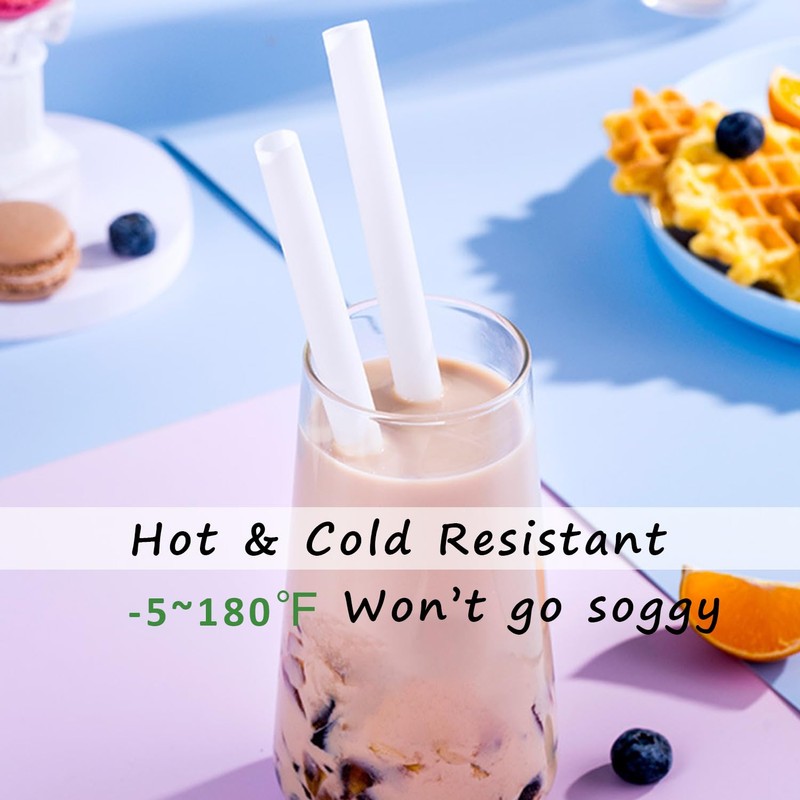 Extra Wide Bamboo Boba Straws Disposable - Pack of 200