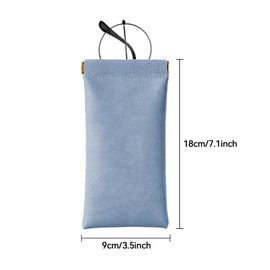 Heshebuy Pack of 3 PU Leather Soft Glasses Case Onnenbrille Case Glasses Bag for Men and Women, blue