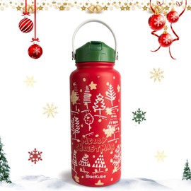 Blackube Stainless Steel Drinking Bottle with Straw, 1 Litre Thermos Flask, BPA-Free, Leak-Proof, Large, Metal Water Bottle