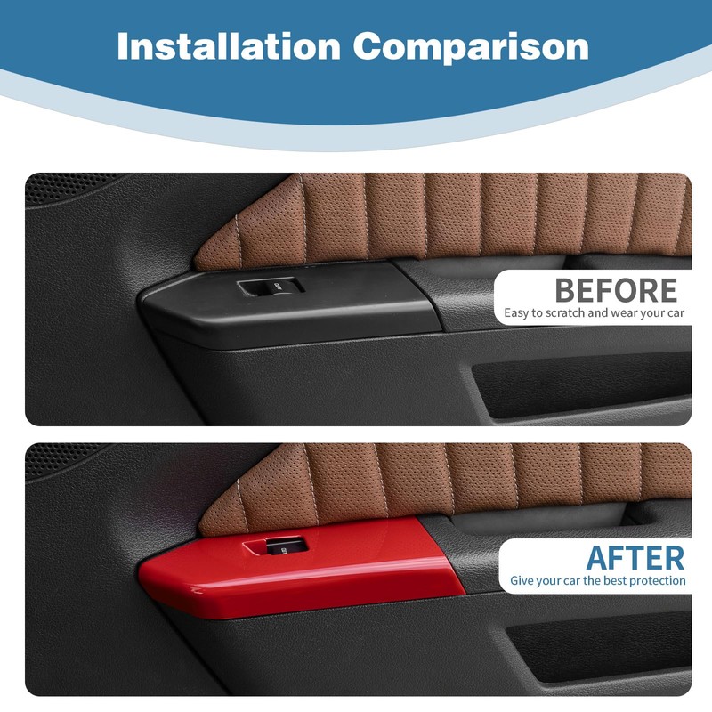 PDKLIN for Mustang Power Window Switch Panel Cover Trim Red