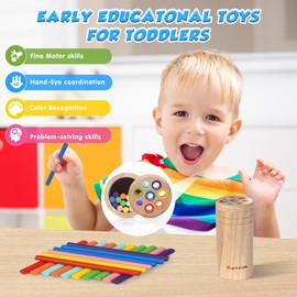 HaoVrisn Montessori Toy from 1 2 Years, Wooden Toy Motor Skills Toy Wooden Sensory Toy Baby, Educational Toy Gift for Toddlers - Wooden Sorting & Stacking Toy
