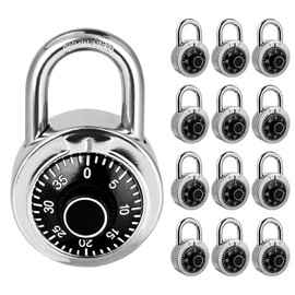 HZSY Combination Padlock 12 Pack, Fixed Dial Combination Padlock with Different Combinations, 2 in. Wide. Black Turntable, Lock for Gym & Locker, School, Toolbox, and More