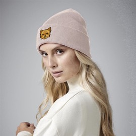 Bang Tidy Clothing Yorkshire Terrier Beanie Hat - Dog Lovers Gifts for Women Men - Knitted Winter Hats - Embroidered - Acrylic - Sand