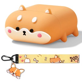 FEWGEY for Airpods Pro & Pro 2 Case Cute, AirPod Case Cover Pro 1 / 2nd Generation Anime Cat Dog Corgi for Men & Women, Wireless Charge Support with MagSafe, LED Visible, Shiba Inu