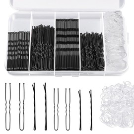 Xynovate 300pcs Bobby Pins Kit, U Shaped Hair Pins for Women, Hair Grips for Thick, Thin, Wavy, Curly, Long, Short, Styling Sectioning, Wearing, Casual（Black）