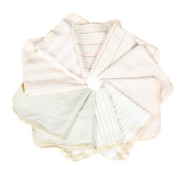 MOMSMENU Handkerchief Baby Towel, Organic Cotton, Soft, Baby Bibs, 9.8 x 9.8 inches (25 x 25 cm), 10 Sheets