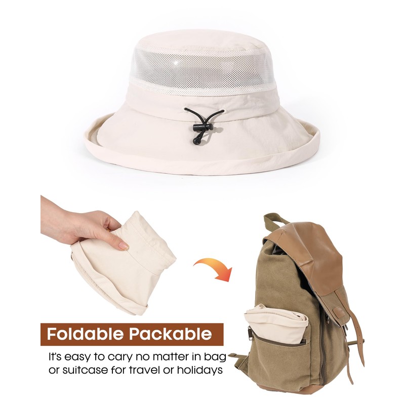 FURTALK Wide Brim Sun Hat with Ponytail Hole for Women