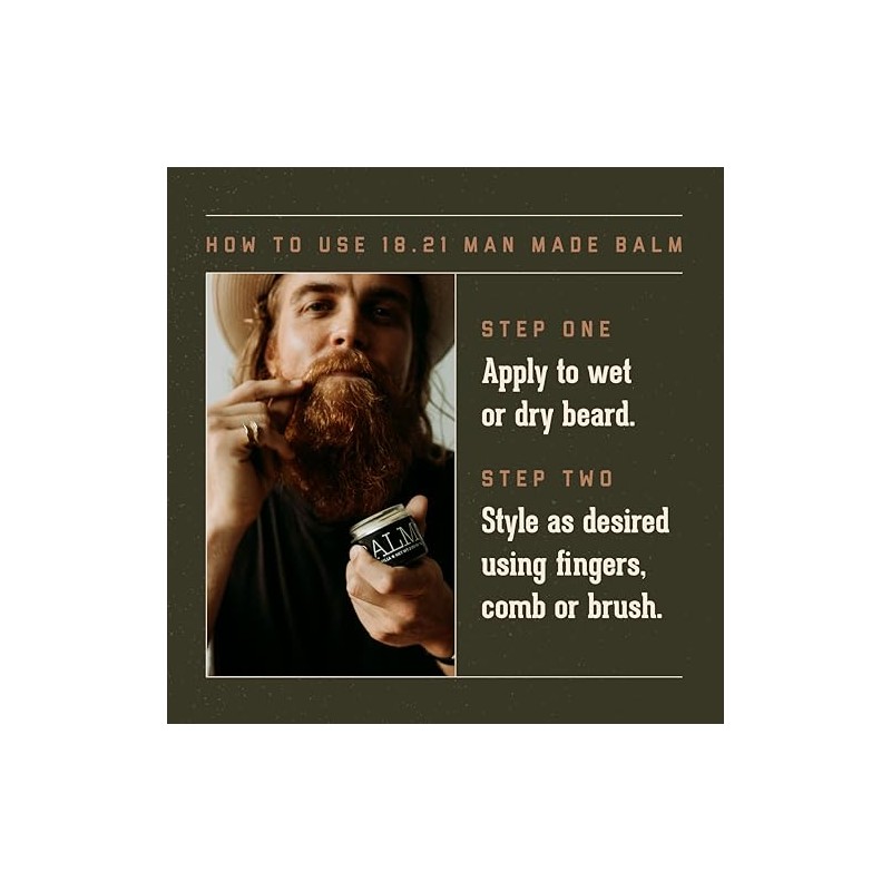 18.21 Man Made Beard Balm for Men, Spiced Vanilla, 2