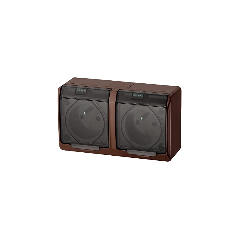 Hermes 5901130483075 Airtight Socket Double Z/U 16A IP44 Brown GNT