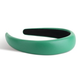 SXQLYH Women's Headband, Wide Padded Headband, Soft PU Leather, Padded Headbands, Classic Style, Fashionable Comfortable Headbands for Women and Girls (Green)