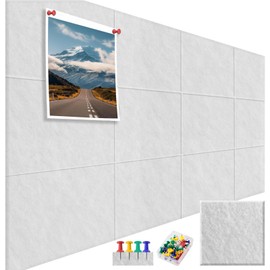 HWQBany Large Cork Board Alternative 48" X 36",12 Pack Felt Wall Tiles Bulletin Board,Silver Gray 0.35" Thick Felt Pin Board,Tack Board, Cork Boards for Walls Office Home School