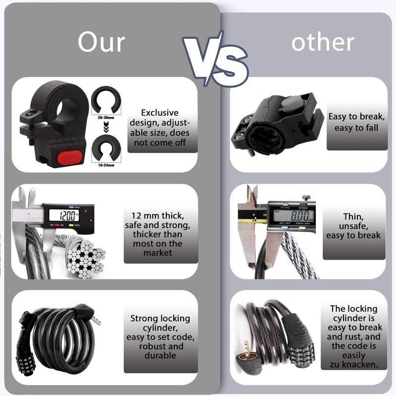 E Scooter Lock,Bike Lock Combination Lock Cable Compatible for Xiaomi
