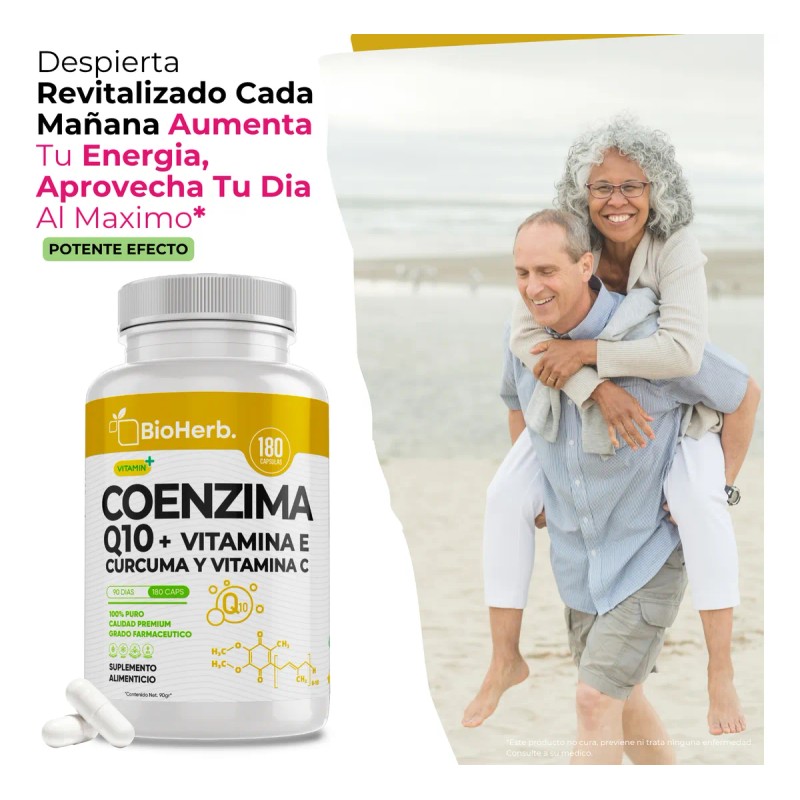 Coenzima Q10 + Vitamina E, C Y Curcuma - 180