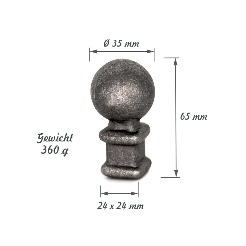UHRIG Fence Spike with Iron Ball Forged Steel Rustic Wrought