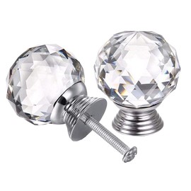 4pcs Crystal Knobs, 40mm Door Knobs Diamond Shape Design Crystal Glass Knobs Cupboard Drawer Pull Kitchen Cabinet Door Wardrobe Handles Hardware