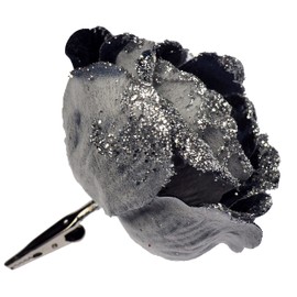 BWG Clip On Midnight/Navy Blue Rose Flower Christmas Tree Decorations (Set of 6)