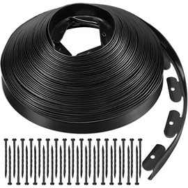 No-Dig Landscape Edging Kit, 100FT Landscape Edging, 2 Inches Tall, Includes 60 Anchoring Stakes for Landscaping, Flower Gardens, and Lawn - Black