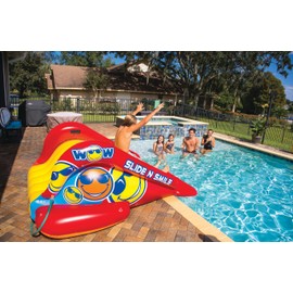 WOW Sports Slide n Smile Inflatable Pool Slide - with Built in Sprayer for Kids & Adults - Portable Pool Slides - Durable Vinyl