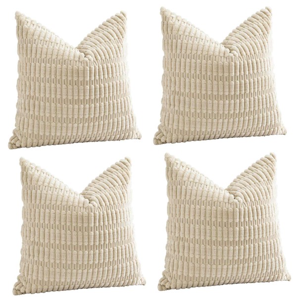 Sungeek Set of 4 Soft Corduroy Decorative Cushion Covers 45x45cm