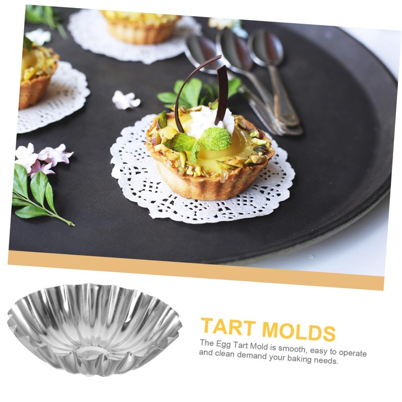 iplusmile 50Pcs Stainless Steel Egg Tart Molds Reusable Brioche Pudding