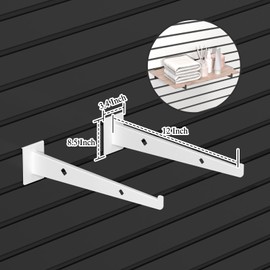 MQKIWAO 12 Inch Slatwall Shelf Bracket Set of 12, Heavy Duty Slat Wall Shelf Bracket, Metal Slatwall Shelves Accessories, Slatwall Display Hangers for Storage and Organization, White