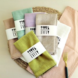 RANJIMA Cloth Napkins, Linen Napkins, Pack of 6, Reusable Linen Napkins, Fabric Table Napkins, Cotton Fabric Napkins for Daily Use/Kitchen/Party/New Year/Weddings, 40 x 40 cm