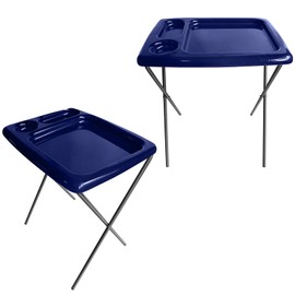 Brink House Folding TV Tray Table (Set of 2), Flag Blue, 17 x 22 x 26 inches, Portable Indoor-Outdoor Glamping Trays with Space for TV Dinners, Laptop, Utensils, and Drinks
