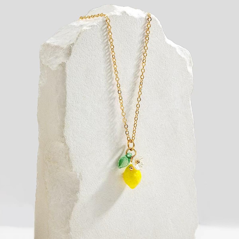 Vurotry Lemon Necklace for Women Lemons Pendant Necklace (Gold)