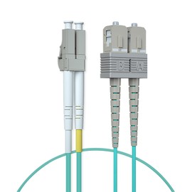 ipolex OM3 LC to SC Fiber Patch Cable -1m (3ft)- LSZH 50/125μm- 10Gb/Gigabit Fiber Optic Cable Cord Multimode Duplex Jumper, Aqua