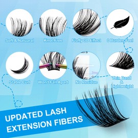 NAGARAKU Cluster Eyelashes, 54 Clusters, 50D Self Grafting, Segmented DIY Bushy Eyelashes, Wide Handle, Thin Band, Individual Eyelashes, Mega Volume, Soft Eyelash Extension, Home Use (T50-3 0.07 C 14