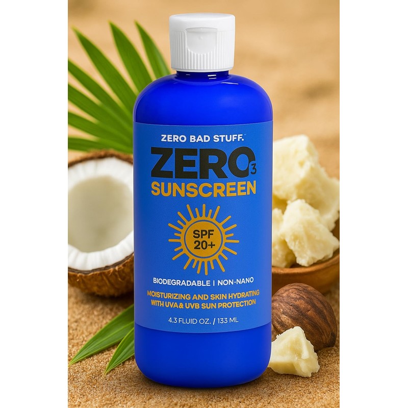 ZERO SPF 20 Natural Sunscreen, UVA/UVB Sunblock for Sport and
