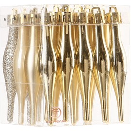 Sea Team 20-Pack Christmas Droplet Ornaments with Strings, 85mm/3.35" Baubles, Shatterproof Plastic Christmas Bulbs, Hanging Decorations for Xmas Tree, Holiday, Wedding, Party, Gold