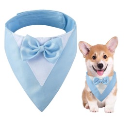 CENCERY Dog Tuxedo, Dog Wedding Bandana Collar with Bow Tie Small Dogs Dog Tuxedo Dog Costumes for Small Dogs Dog Suit Costume for Dogs Engagement, Wedding, and Birthday(Neck:20-30cm/Blue)