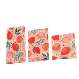 Baluue 3PCS Organic Cotton Beeswax Food Wraps Reusable Biodegradable Wax Wraps for Food Preservation Kitchen Storage for Fruits Vegetables