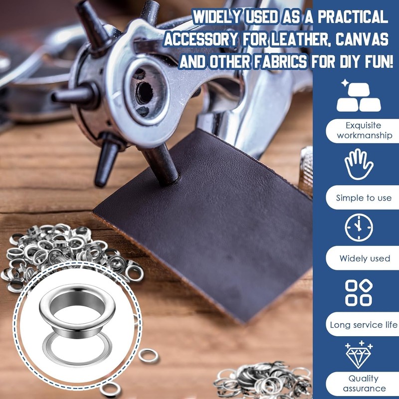 Emoshayoga Pack of 2000 Eyelets 6 mm for Eyelet Pliers
