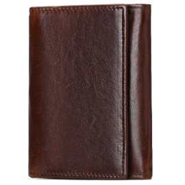 LEEXTON Large Capacity Men's Leather Wallet with RFID Protection, Wallet with Coin Compartment and 11 Card Slots, Coffee colour, Modern and elegant